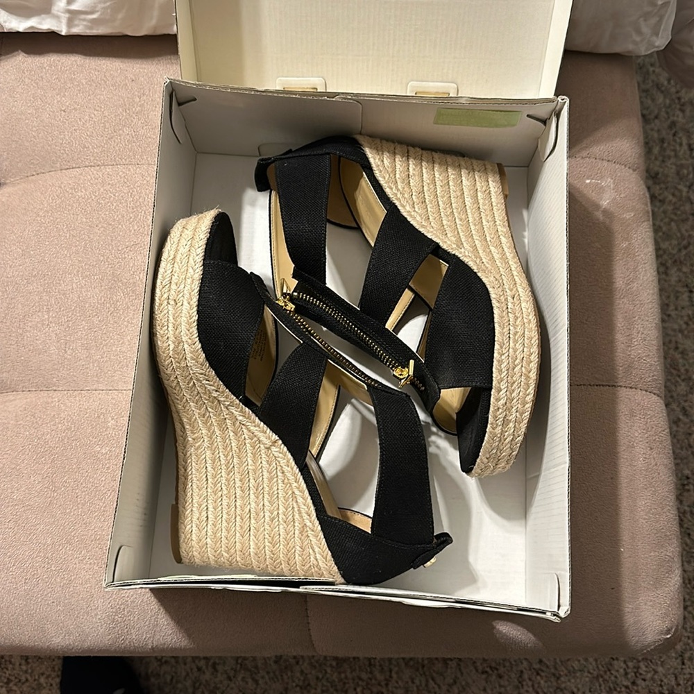 Michael Kors Black Zip-Up Wedge
